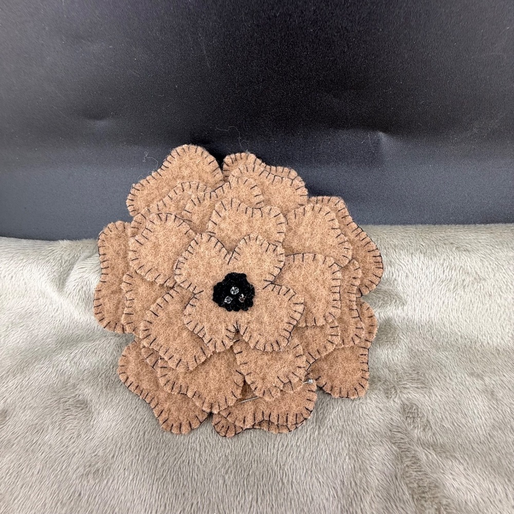 Vintage Flower Brooch Sewn Felt